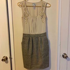 Anthropologie Tabitha silk & tweed dress